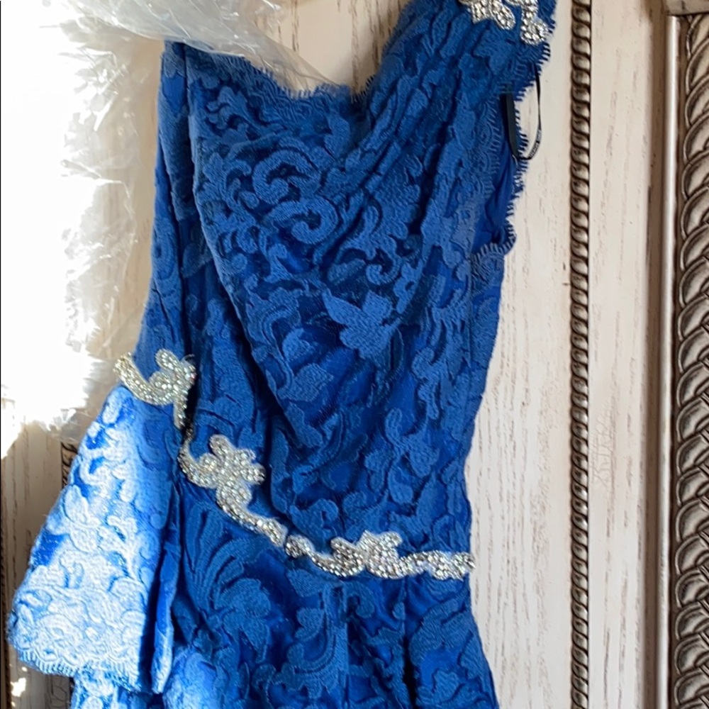 Tadashi evening dress with crystal accent